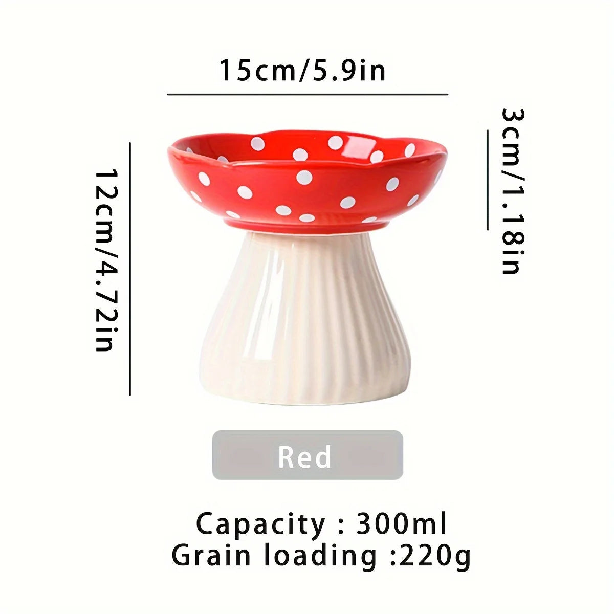 Resin Mushroom Cat Bowl: Tall, 300ml capacity, suitable for cats - ideal for feeding and drinking festivals