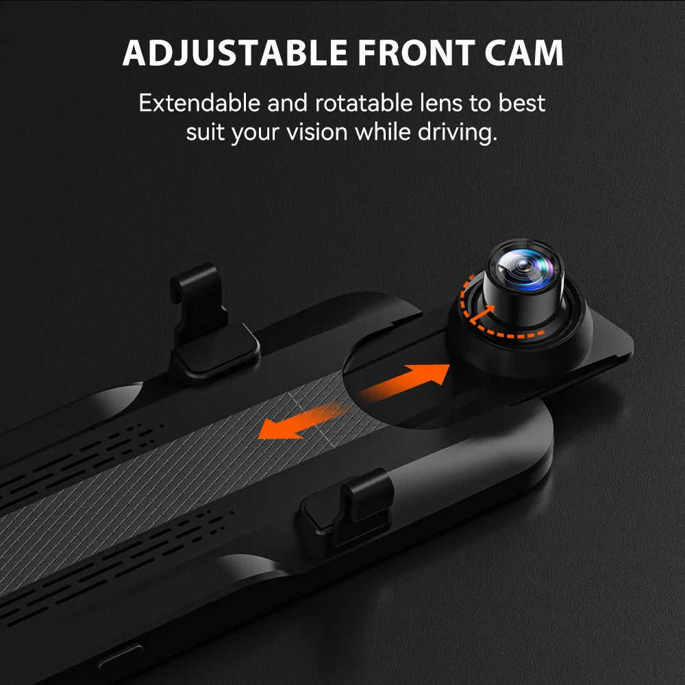 WOLFBOX M40lite Dash Cam 4K+1080P 10" Rear View Mirror Camera Video Recorder Front and Rear Dash Camer