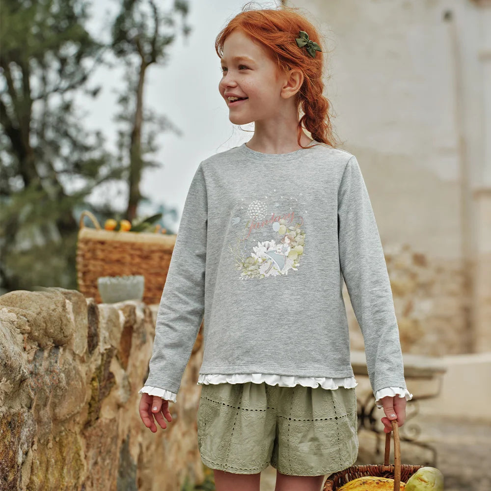 Dave Bella Children Printed T-shirt Girls Autumn Spring Long Sleeve Bottoming Shirt Casual Baby Cotton Top Party DK3262523