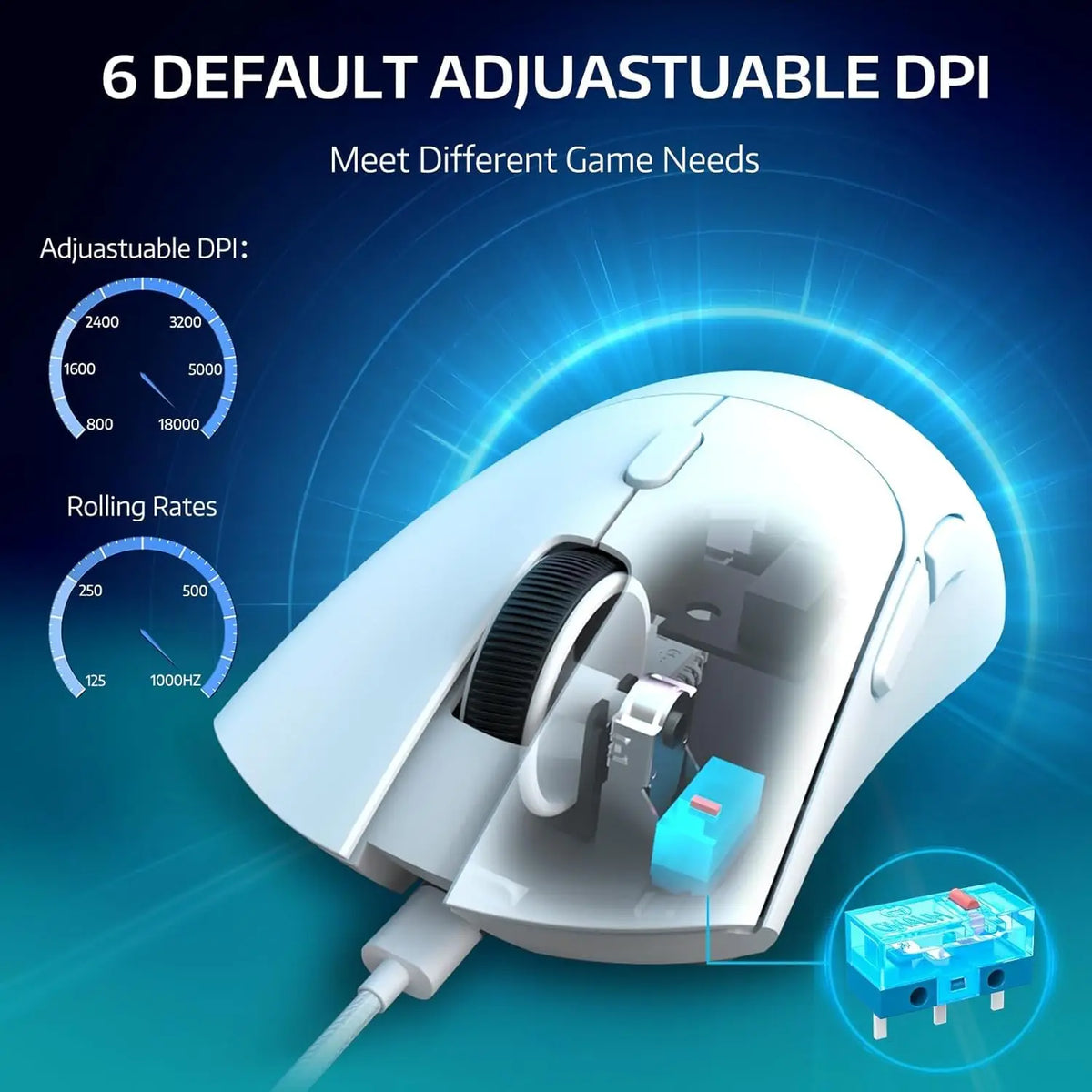 R1 Wireless Gaming Mouse,Tri-Mode Connection (2.4G/Wired/BT5.2),55g Lightweight Design,18K DPI Optical Sensor