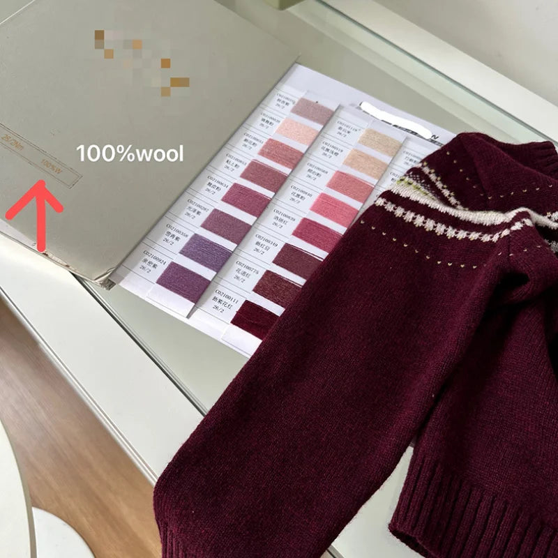 Darcoo Baby Wool Knitted Wine Red Christmas Sweater Kids Girls Jumper Autumn Winter Clothes 2-12Y