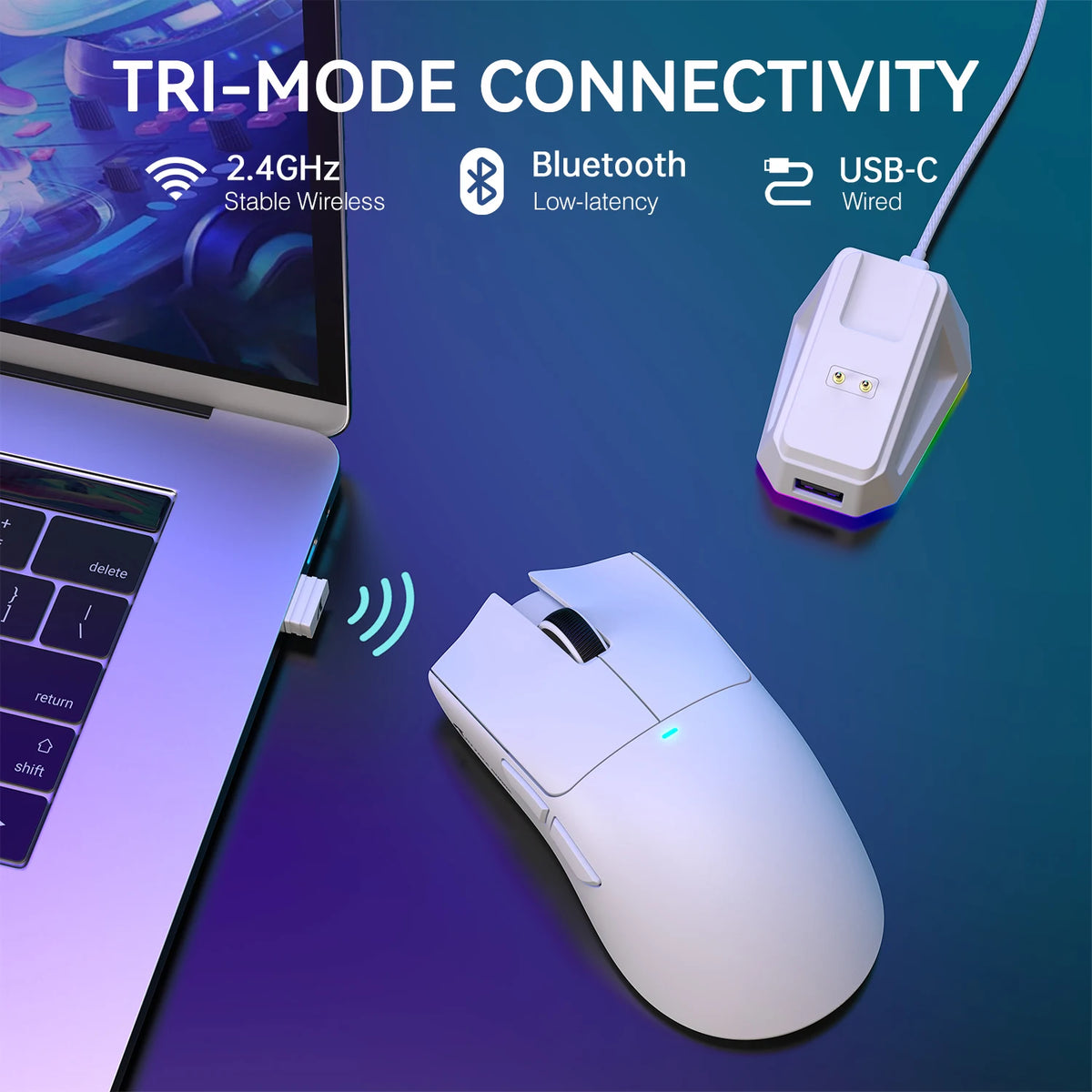 ATTACK SHARK X11 Lightweight Wireless Gaming Mouse with RGB Backlight Charging, Up to 22K DPI, PAW3311 Optical Sensor, HUYU Swit