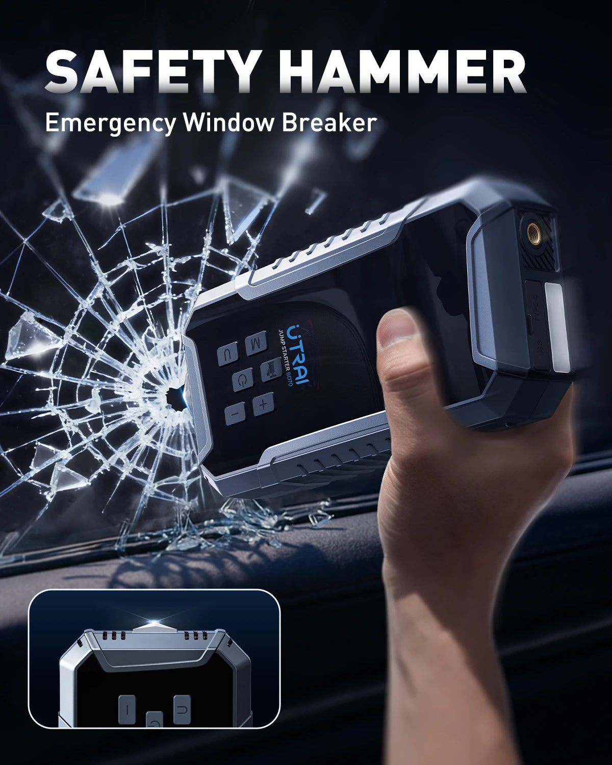 UTRAI 4000A Car Jump Starter 160PSI Air Compressor Portable Power Bank 16000mAh Car Battery Emergency Boosters Starting Device