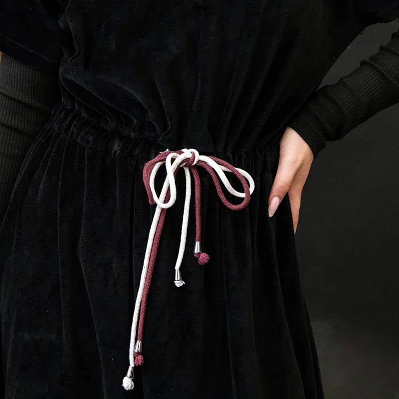 Shabbos Teen/Woman Dress Winter Robe Short Sleeves Clothing Waist 2 Cord Strings Girls Black Velour Dress Sizes XS-XXXL