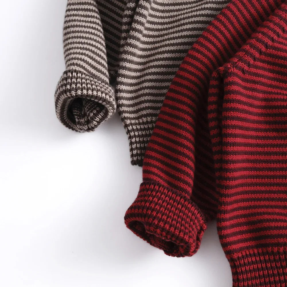 Cotton Kids Sweater Striped Polo Collar Boys and Girls Sweater Kid's Pullover Child's Top Raglan Sleeve for 0-6Y Spring Autumn