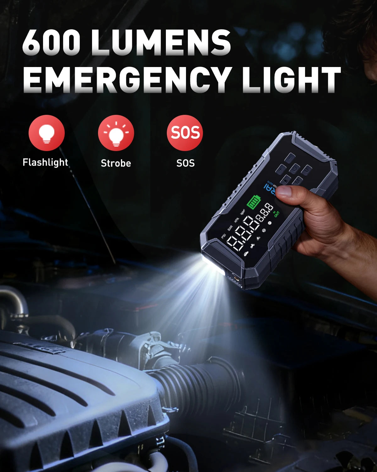 UTRAI 4000A Car Jump Starter 160PSI Air Compressor Portable Power Bank 16000mAh Car Battery Emergency Boosters Starting Device