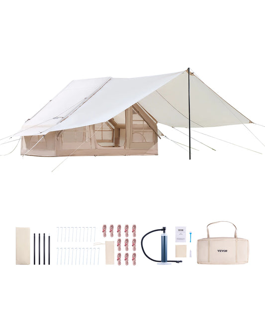 SucceBuy Inflatable Tents for Camping 3-5 Person Easy Setup Blow Tent with Hand Pump 300D Oxford Tent with Doors & Mesh Windows