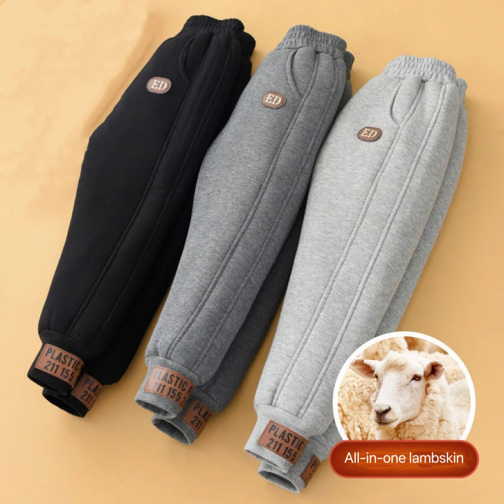 1pcs Boys Girls Thick Pants Winter Kids Padded Plush Velvet Trousers Teen Lamb Wool Warm Snow Pants Children Clothes Sweat Pants