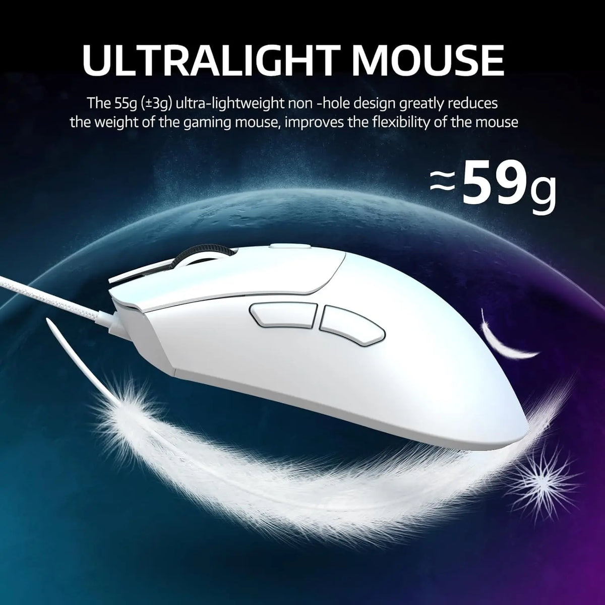 R1 Wireless Gaming Mouse,Tri-Mode Connection (2.4G/Wired/BT5.2),55g Lightweight Design,18K DPI Optical Sensor