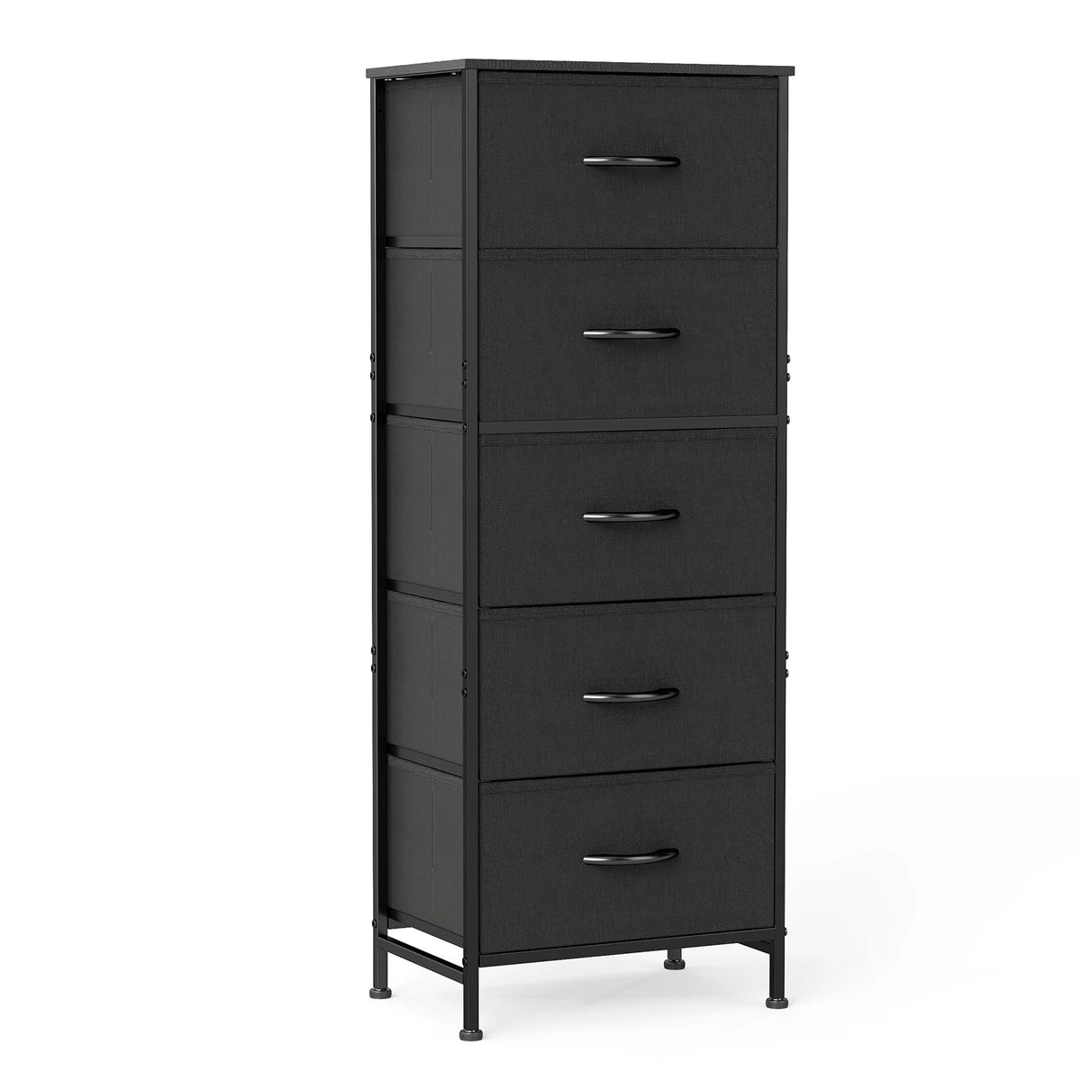JHK 48IN Dresser For Bedroom With 5 Fabric Drawers Nightstand Wardrobe Steel Frame Closet For Clothes Storage Cabinet Furniture