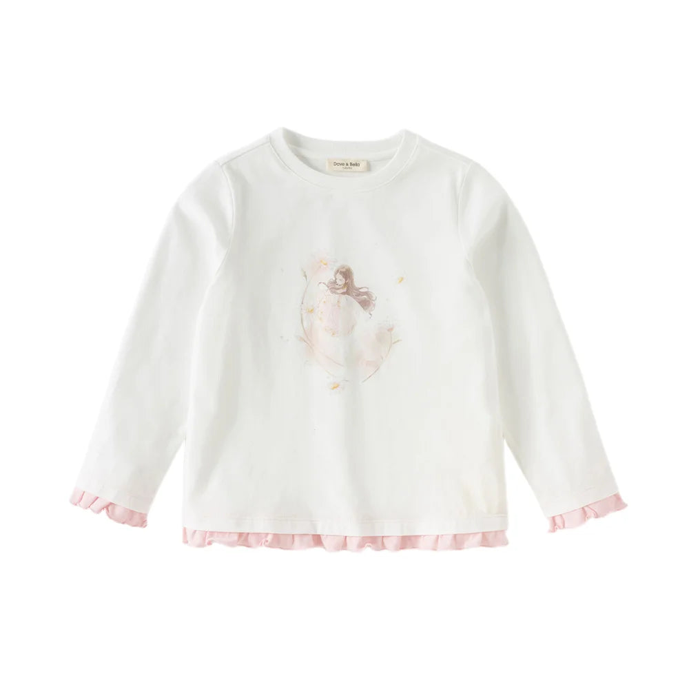 Dave Bella Children Printed T-shirt Girls Autumn Spring Long Sleeve Bottoming Shirt Casual Baby Cotton Top Party DK3262523