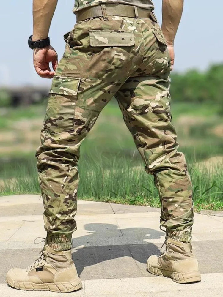 Men Tactical Joggers Outdoor Ripstop Hunting Cargo Pants Working Clothing Hiking Lightweight Camouflage Trousers Mens Streetwear
