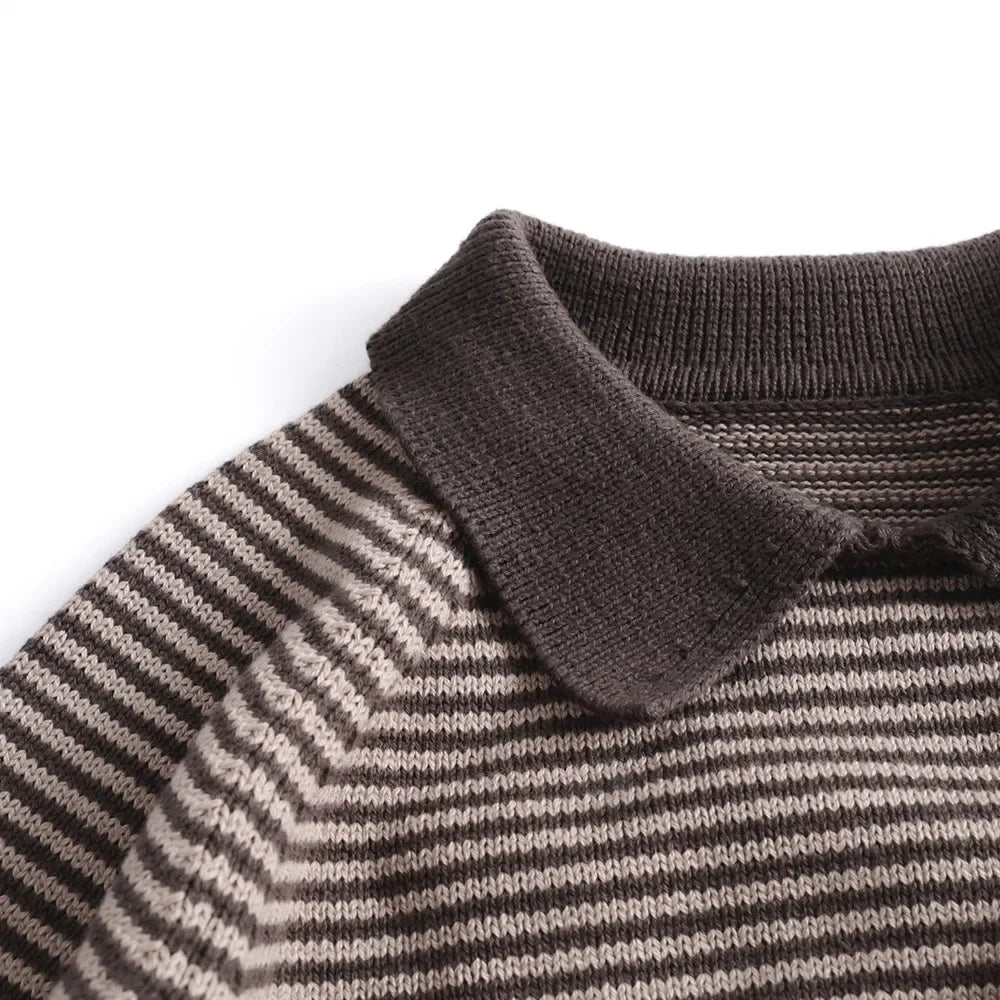 Cotton Kids Sweater Striped Polo Collar Boys and Girls Sweater Kid's Pullover Child's Top Raglan Sleeve for 0-6Y Spring Autumn