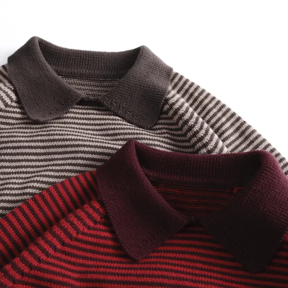 Cotton Kids Sweater Striped Polo Collar Boys and Girls Sweater Kid's Pullover Child's Top Raglan Sleeve for 0-6Y Spring Autumn
