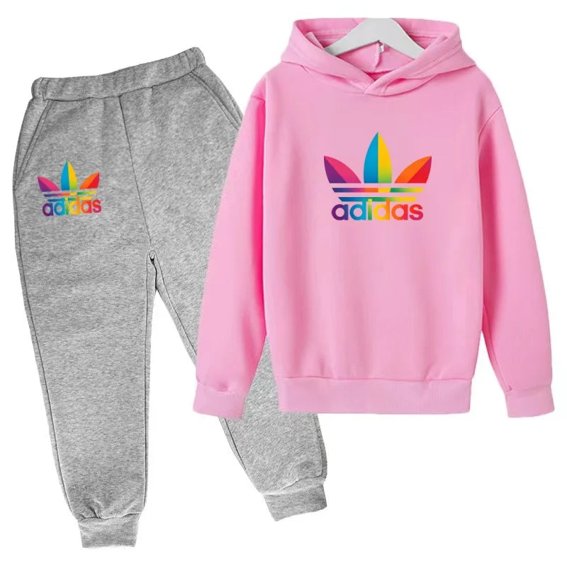 2026Latest Model Kids Boy Girl 3-12YearsSweatshirt+Trousers Autumn Hoodie Letters Sports Pullover  Coat  Leisure Fashion Set