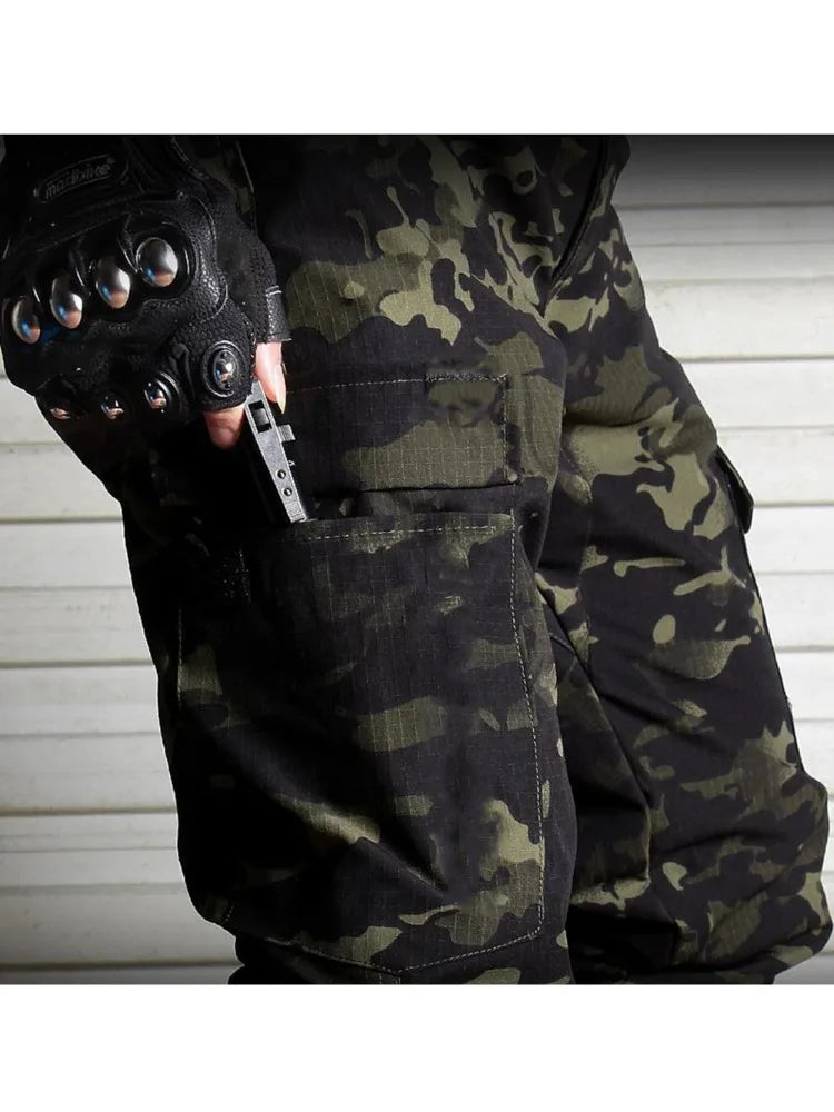 Men Tactical Joggers Outdoor Ripstop Hunting Cargo Pants Working Clothing Hiking Lightweight Camouflage Trousers Mens Streetwear