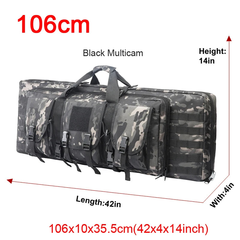 LQARMY 32 38 42 48 inch Tactical Double Rifle Case Molle Rifle Bag Sniper Airsoft Gun Case Backpack Hunting Gun Holster