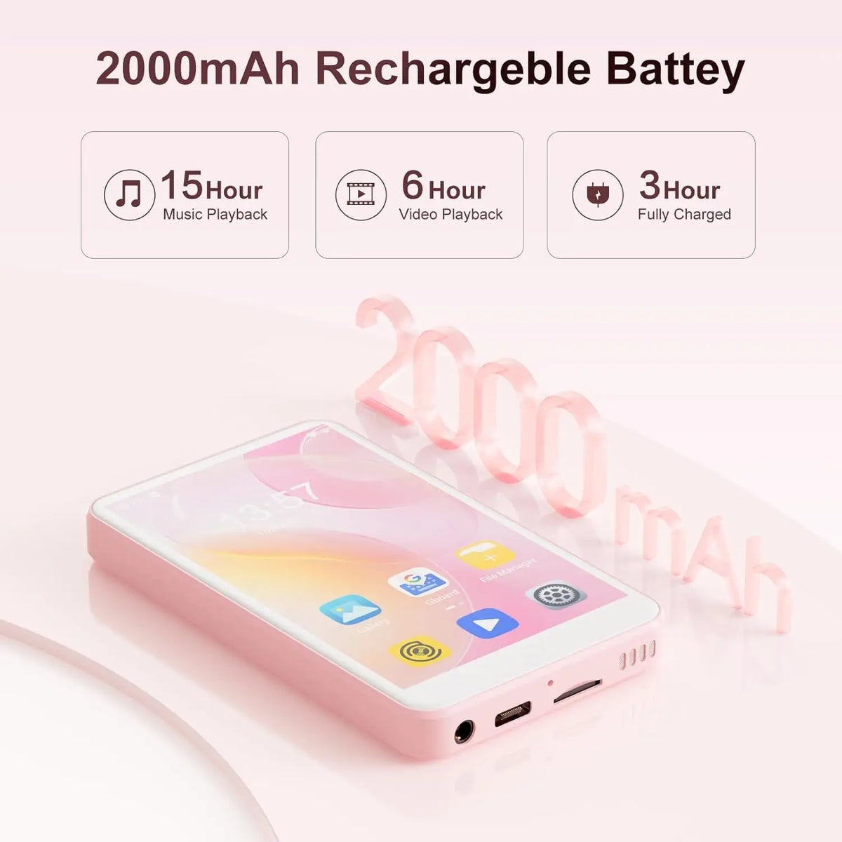 Android 9.0 Oilsky M303pro MP3 Player  with Bluetooth and WiFi, 4.0-inch with speakers capacity up to 512GB