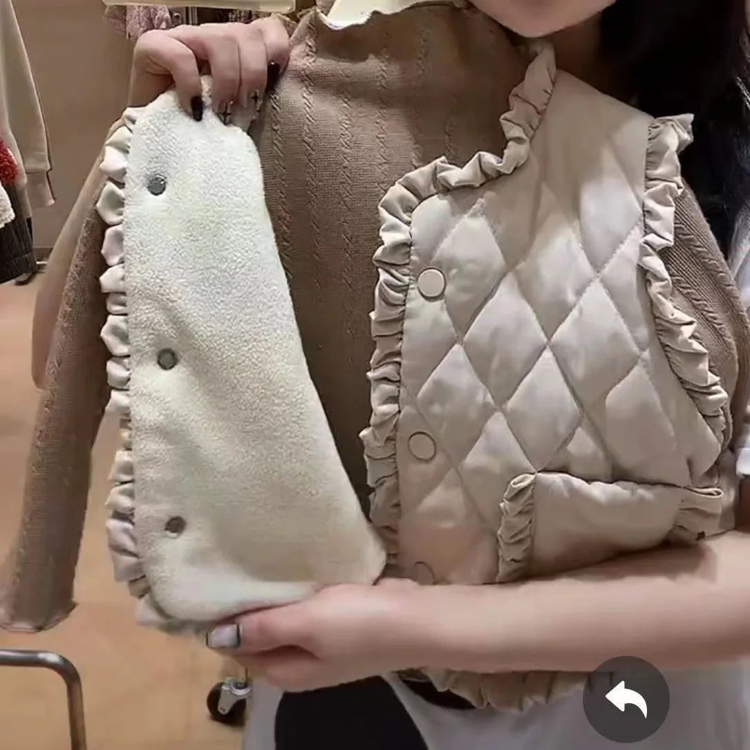 Fashion Autumn Winter Solid Color Warm Waistcoats Children's Sleeveless Lining Fleece Thicken Coat Girls Outerwear Baby Clothing