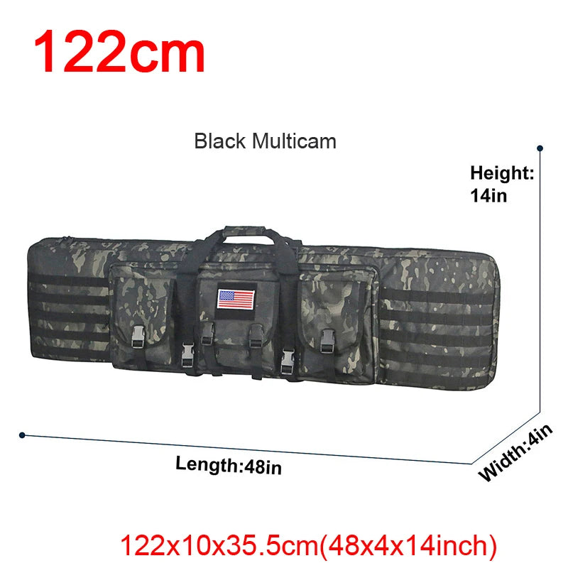 LQARMY 32 38 42 48 inch Tactical Double Rifle Case Molle Rifle Bag Sniper Airsoft Gun Case Backpack Hunting Gun Holster