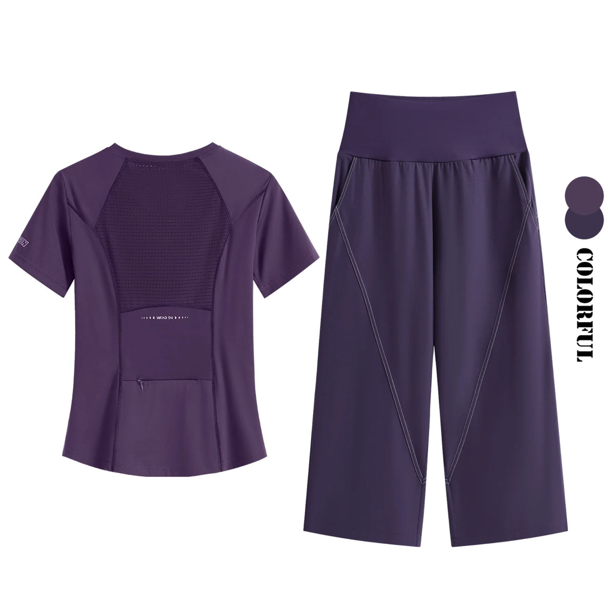 DRUR Loose Fit Summer Yoga Set Women 2 Piece Lightweight Breathable Sport Shirts Sweatpants Suit 2pcs Sportswear Outfit Yogawear