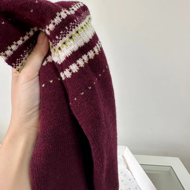 Darcoo Baby Wool Knitted Wine Red Christmas Sweater Kids Girls Jumper Autumn Winter Clothes 2-12Y